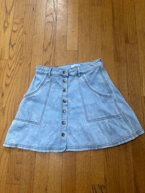 Angel Premium Light Wash Denim Button-Front Skater Skirt